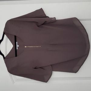 Grey women's blouse small with zipper detail